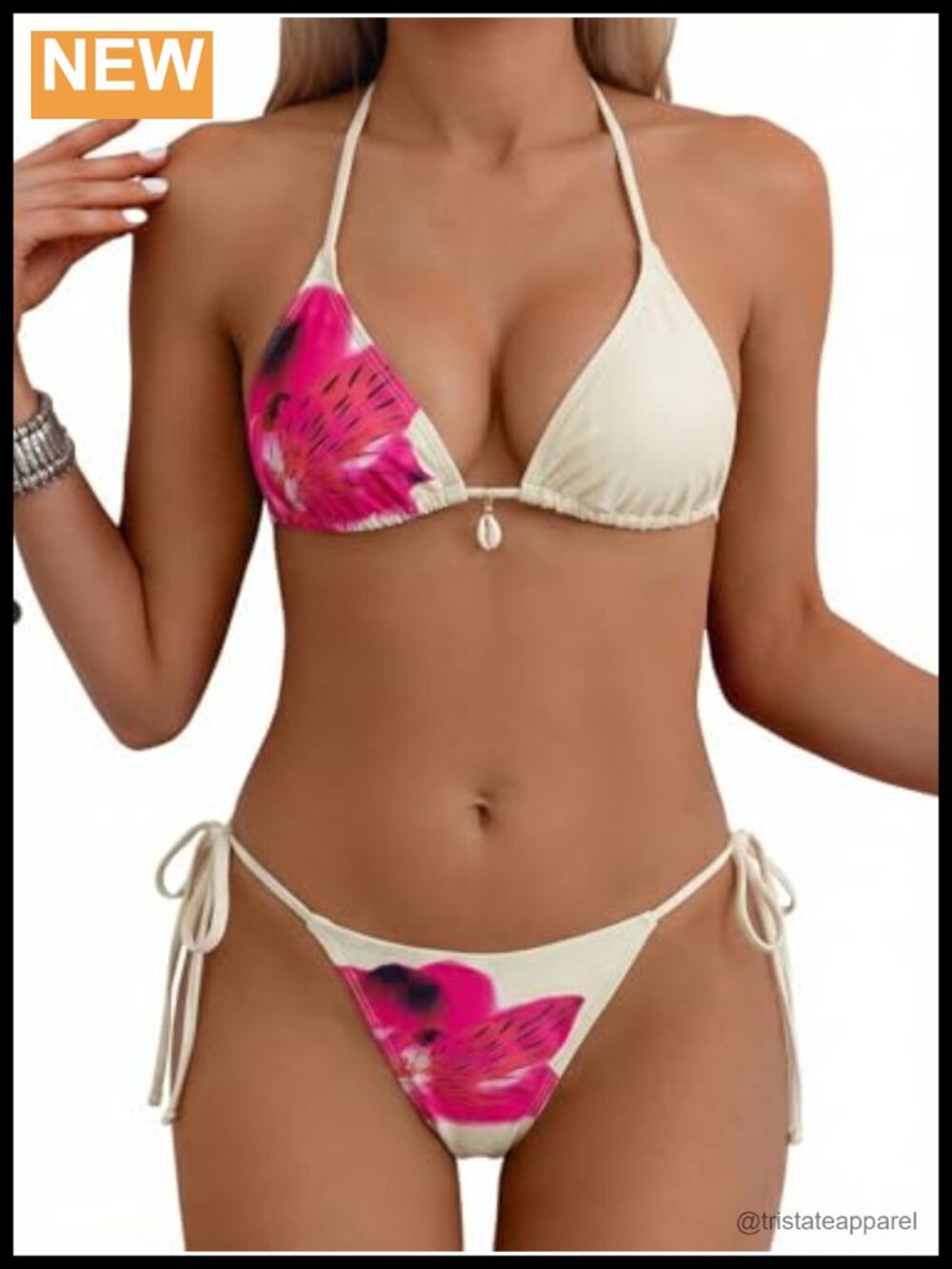 Women's Halter Bikini Set Triangle Top String Swimwear Cheeky Two Piece Bathing